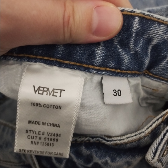 Vervet Blue Melody 90's Vintage High Rise Relaxed Non Stretch Crop Boho Jean 30 - Picture 10 of 10